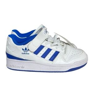 🌻NEW w/tag Adidas Forum Low C Kids Sneakers White Blue Leather Retro Size 1